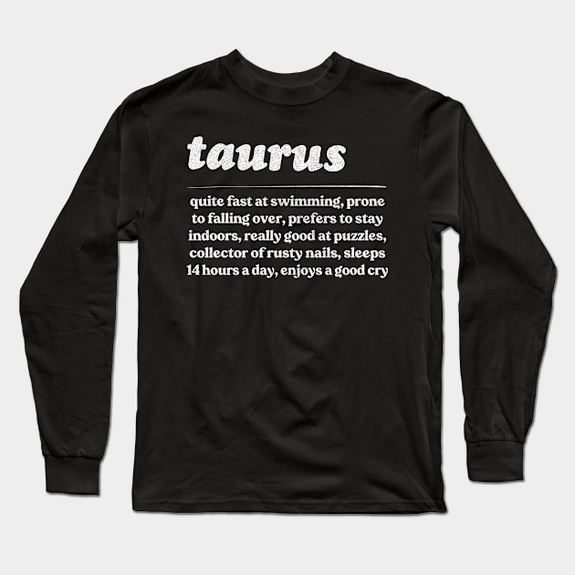 Taurus Zodiac Symbol //// Humorous Gift Design Long Sleeve T-Shirt by DankFutura